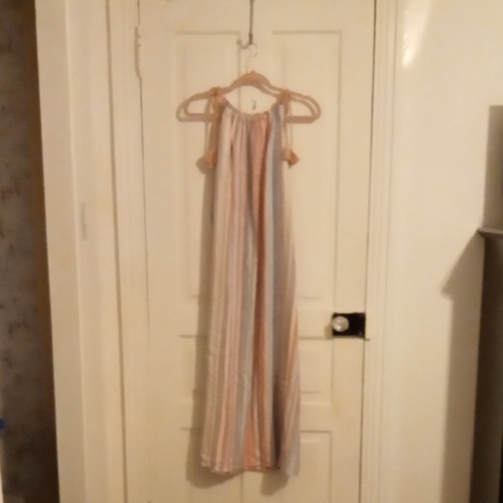 Time and Tru Striped Maxi Dress - Pink, Blue, Cream
